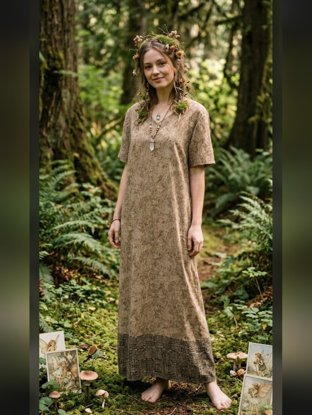 Jantzen Classics Vintage Jumper Maxi Dress XXL 2XL Forest Fairy Whimsical 80s 90